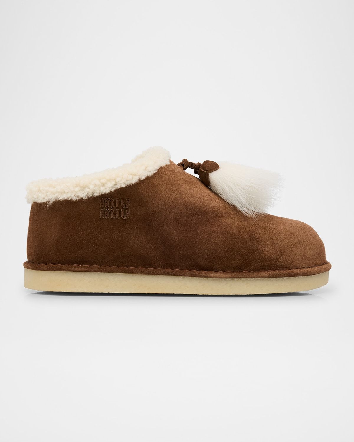 Suede Shearling-Lined Booties with Fur Tassels