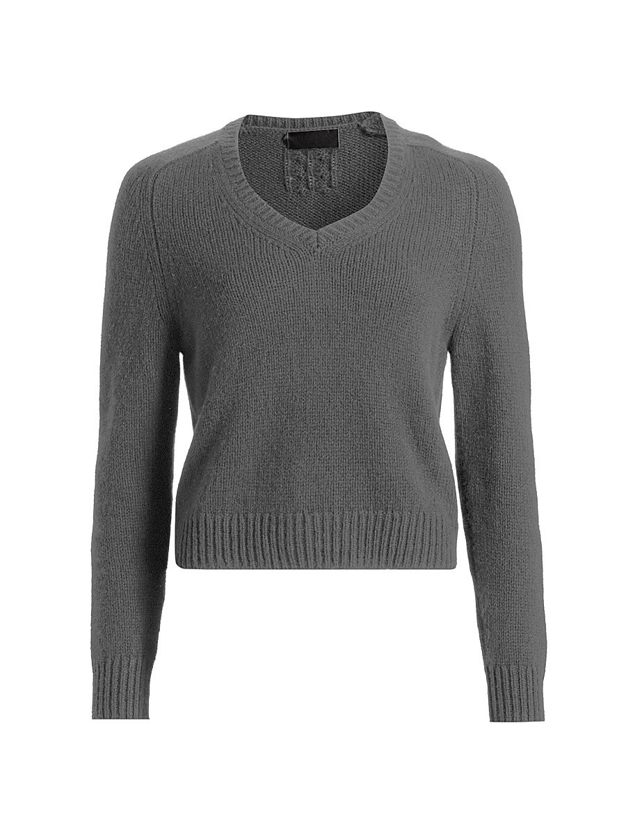 Women's Vicki Cashmere-Wool Sweater - Dark Charcoal Melange - Size Large