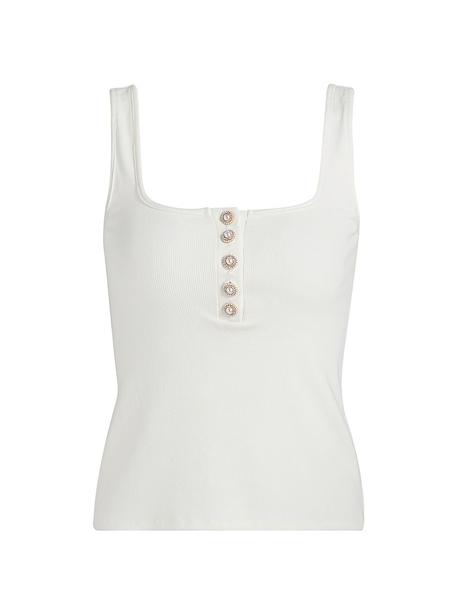Women's Andiamo Ribbed Jersey Tank - White - Size Medium