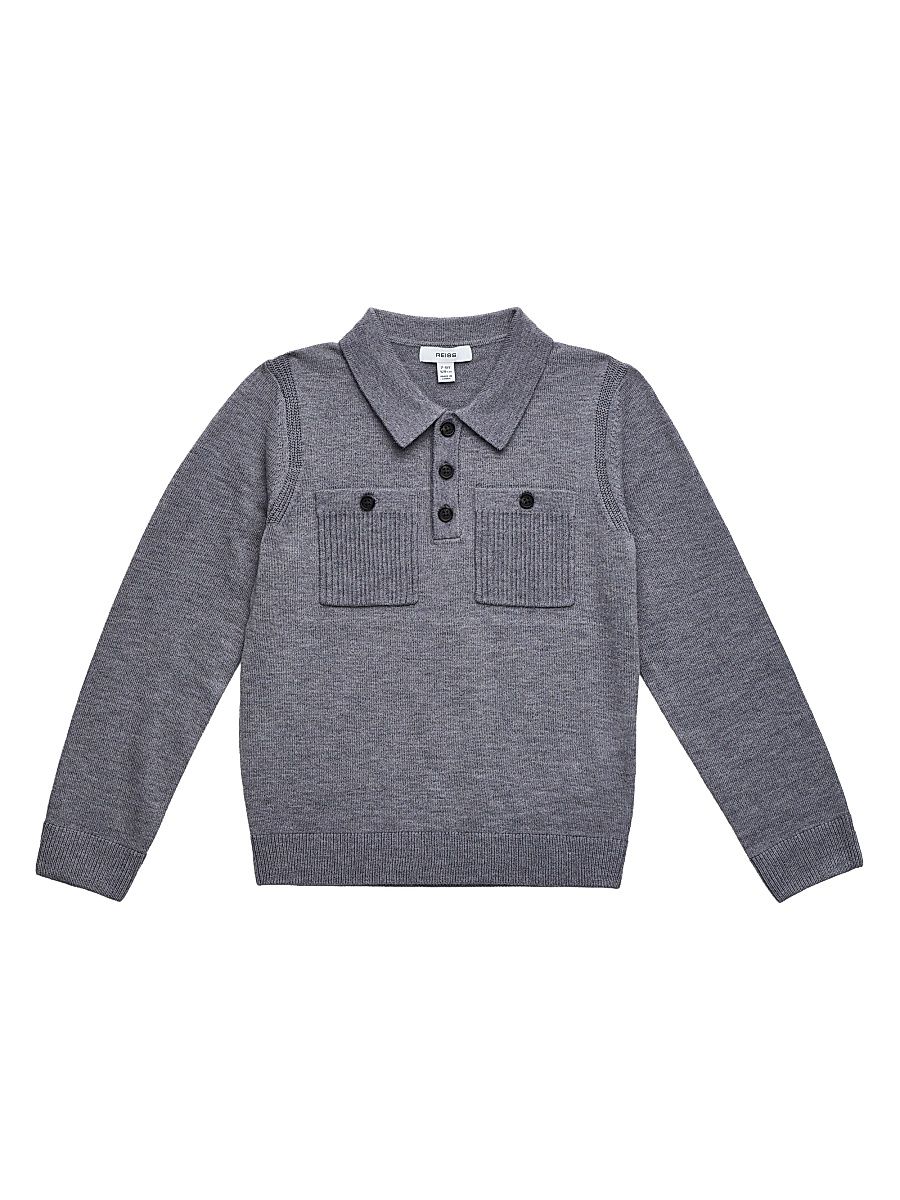Little Boy's & Boy's Wool-Blend Polo Sweater - Grey - Size 13
