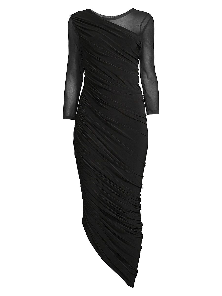 Women's Diana Shoulder-Side Drape Gown - Black - Size XS