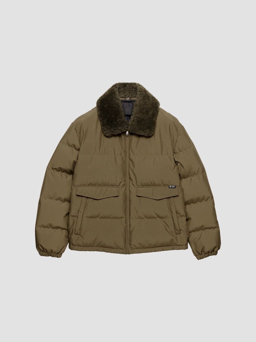 Prada Men's Medium-Weight Technical Fabric Down Jacket - Brown - Size XXL