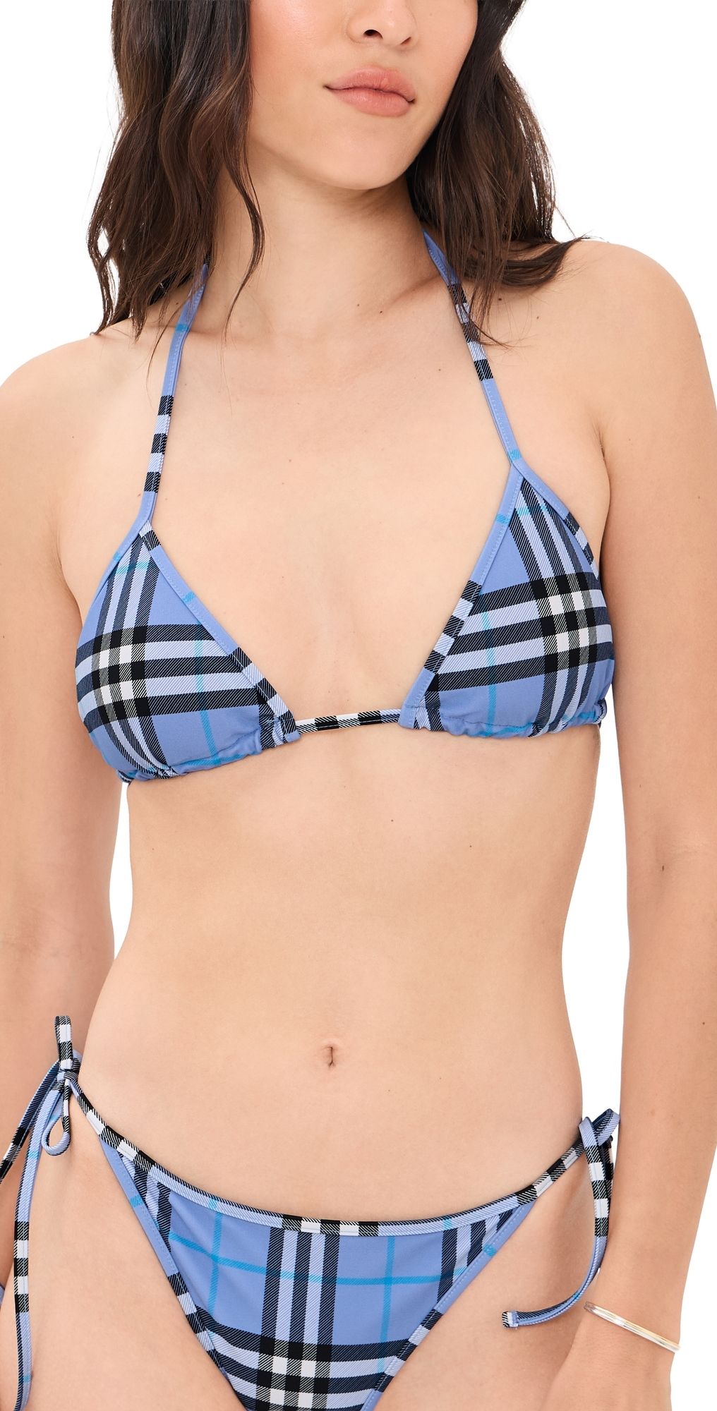 Burberry Sadie Checkered Top Cornflower Blue XXS