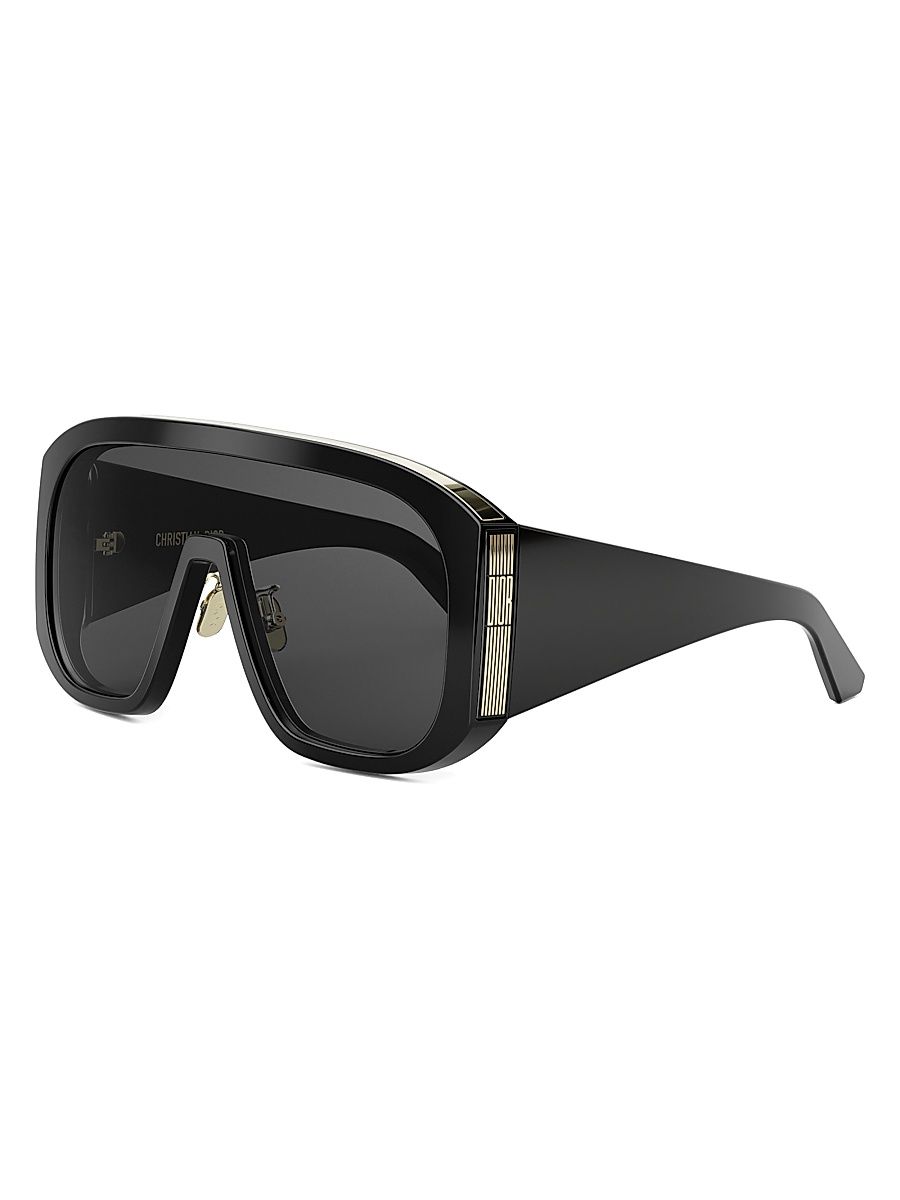 Women's DiorGraphique M2U 134MM Shield Sunglasses - Shiny Black Smoke