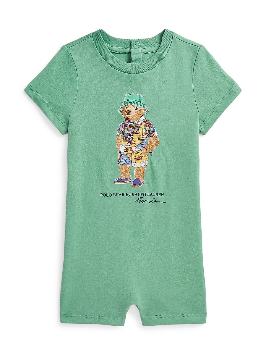 Baby Boy's Polo Bear Cotton Jersey Shortall - Haven Green - Size 3 Months