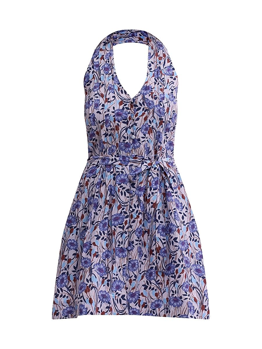 Women's Daphne Floral Cotton-Silk A-Line Minidress - Iris Multi - Size 12
