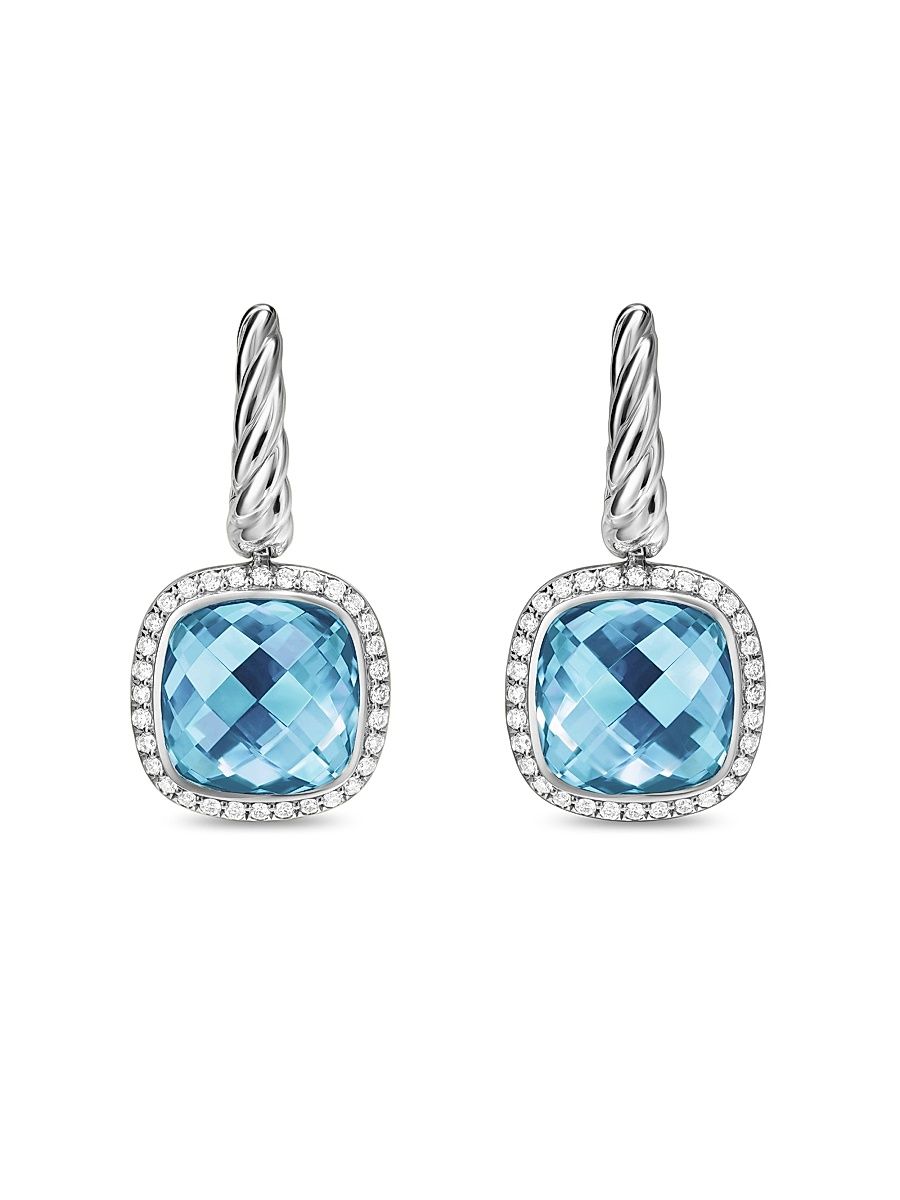 Women's Albion Drop Earrings in Sterling Silver - Blue Topaz