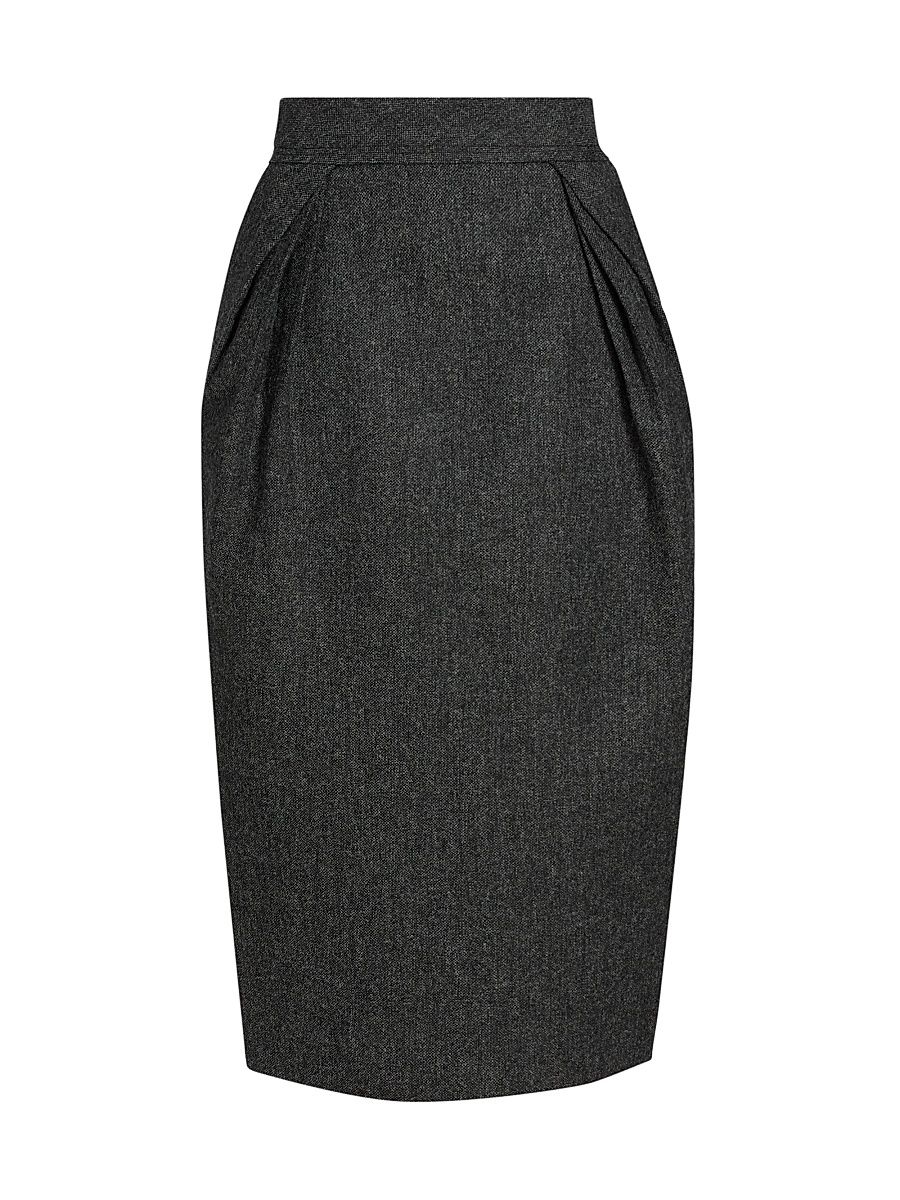 Women's Wool Midi-Skirt - Dark Grey Melange - Size 0