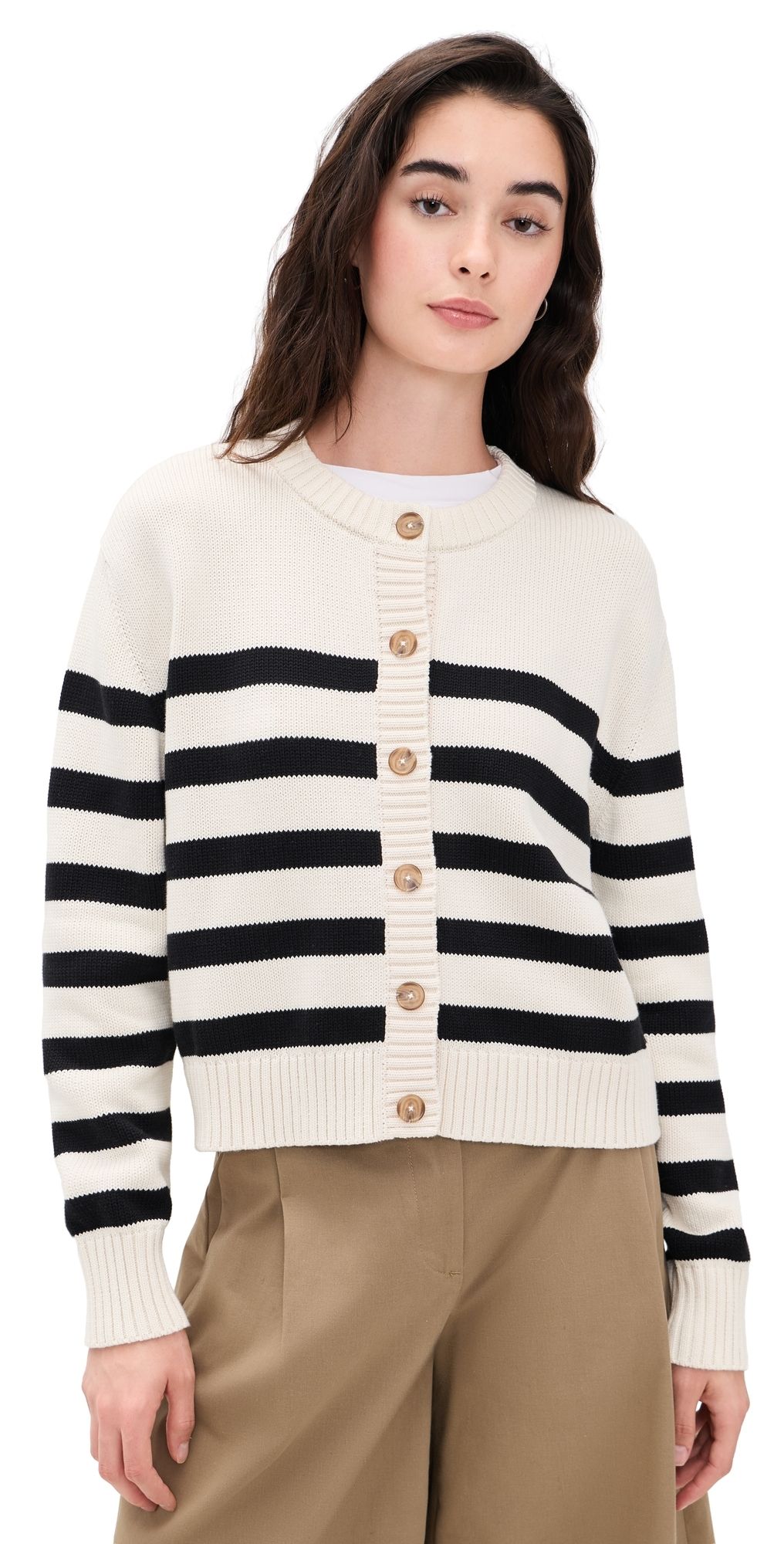 Jenni Kayne Mirren Striped Cardigan Ivory/Black Stripe XL