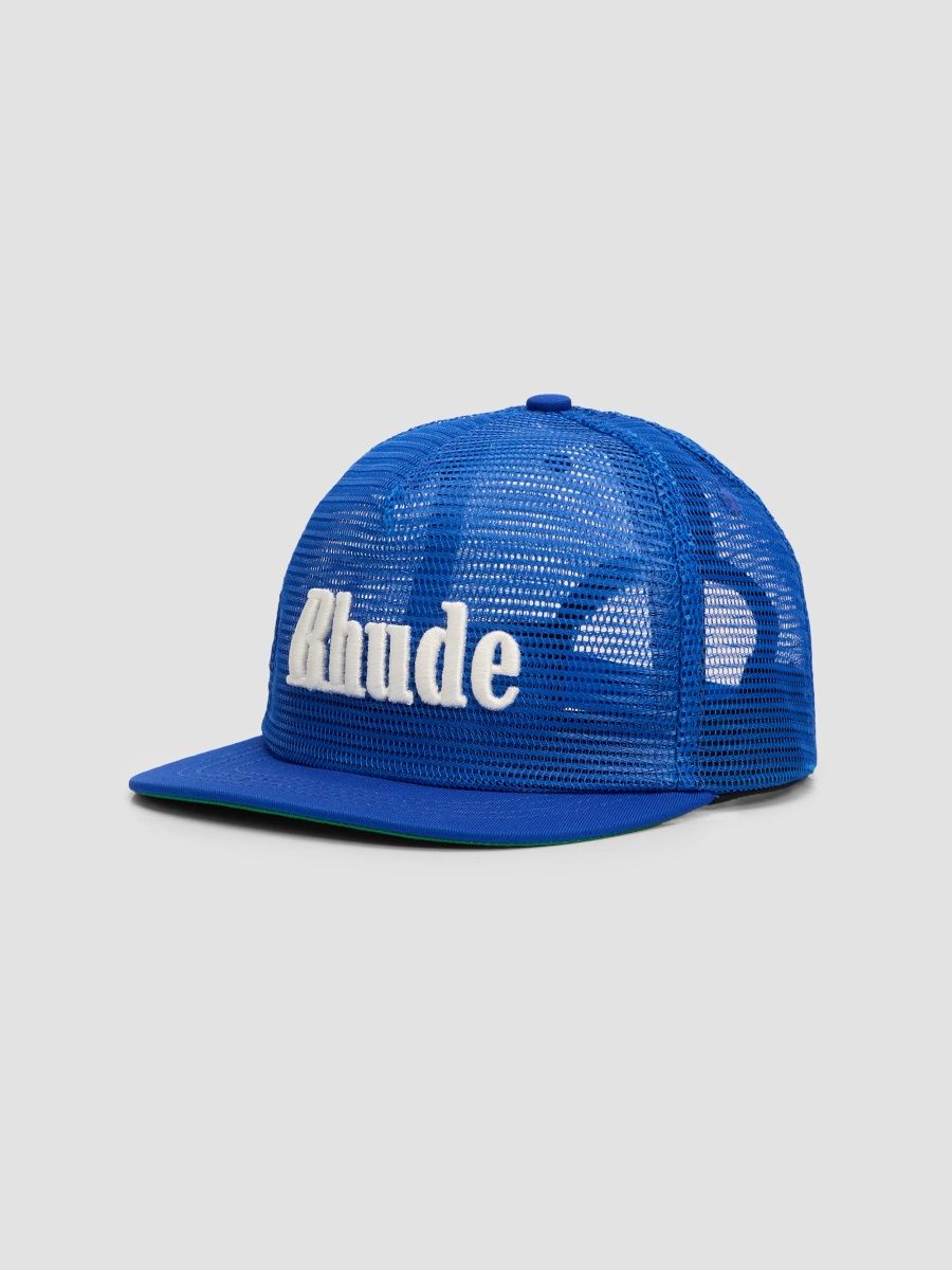 Rhude Men's Logo Trucker Hat - Blue White