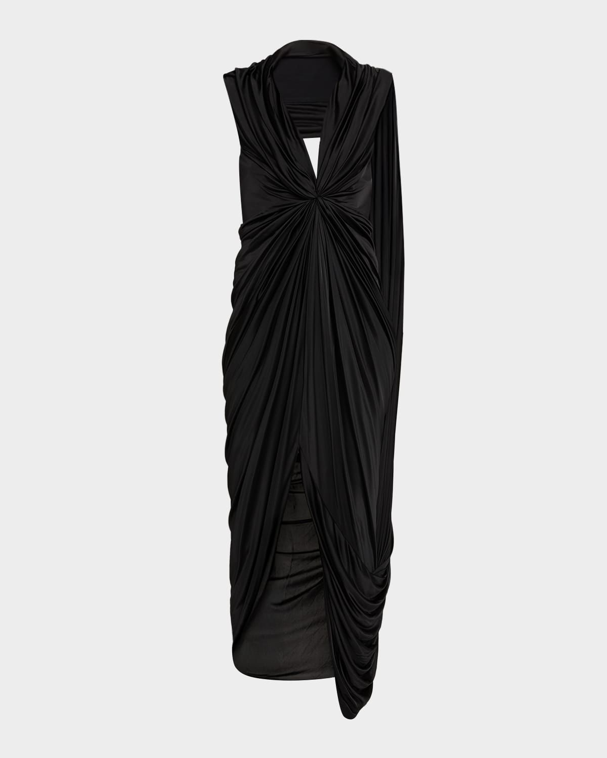 Draped Asymmetric Looped-Panel Dress