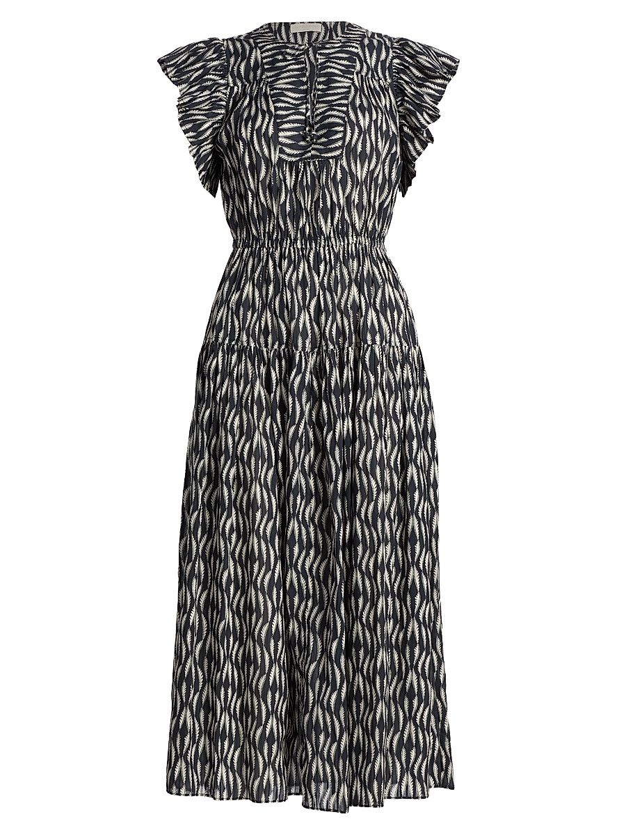 Women's Kairi Printed Flutter-Sleeve Midi-Dress - Graphite - Size 16