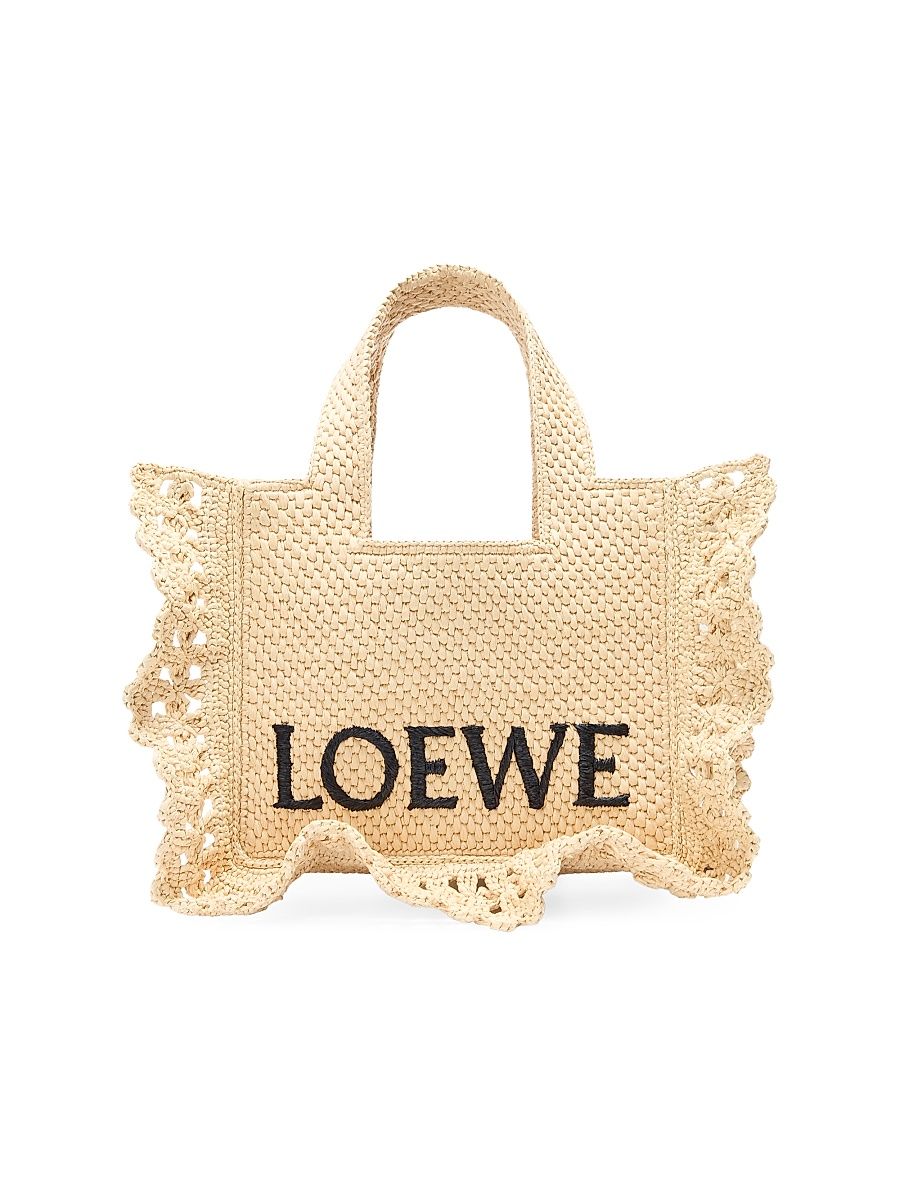 Women's LOEWE x Paula's Ibiza Font Raffia Tote Bag - Natural