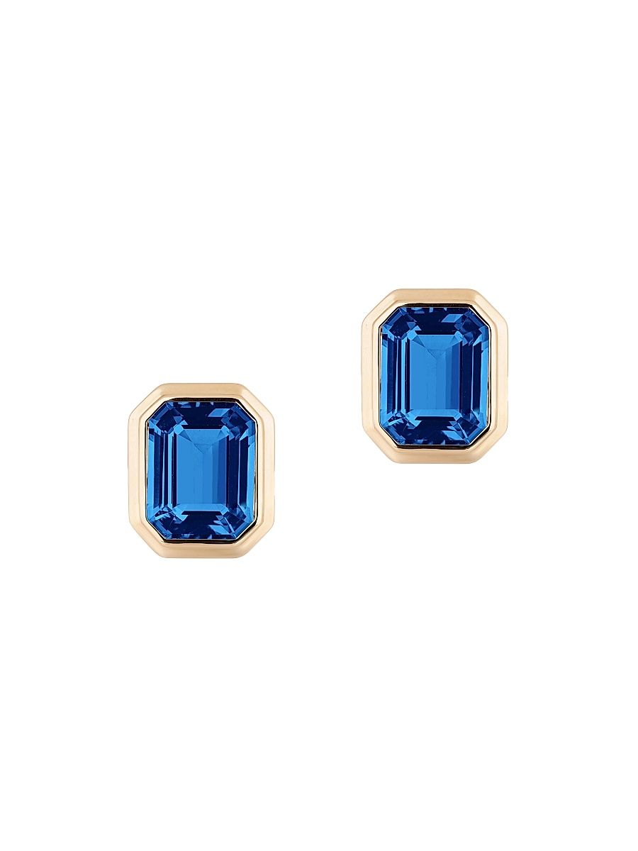 Women's Manhattan 18K Gold & Blue Topaz Stud Earrings - Blue