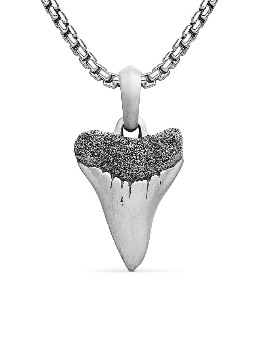 Men's Shark Tooth Amulet in Sterling Silver, 25.8mm - Silver