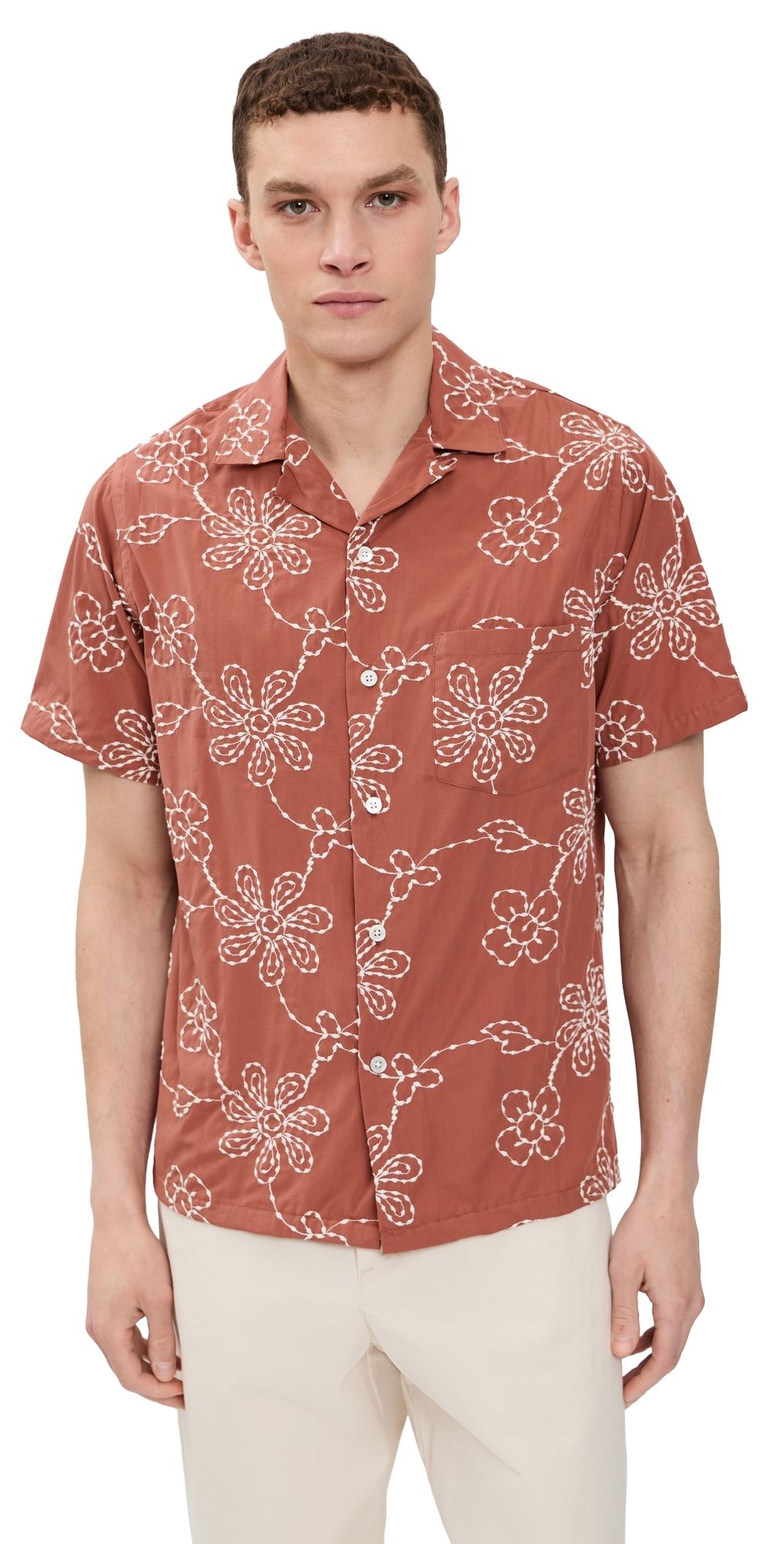 Portuguese Flannel Compota Camp Shirt Terracotta/White XL