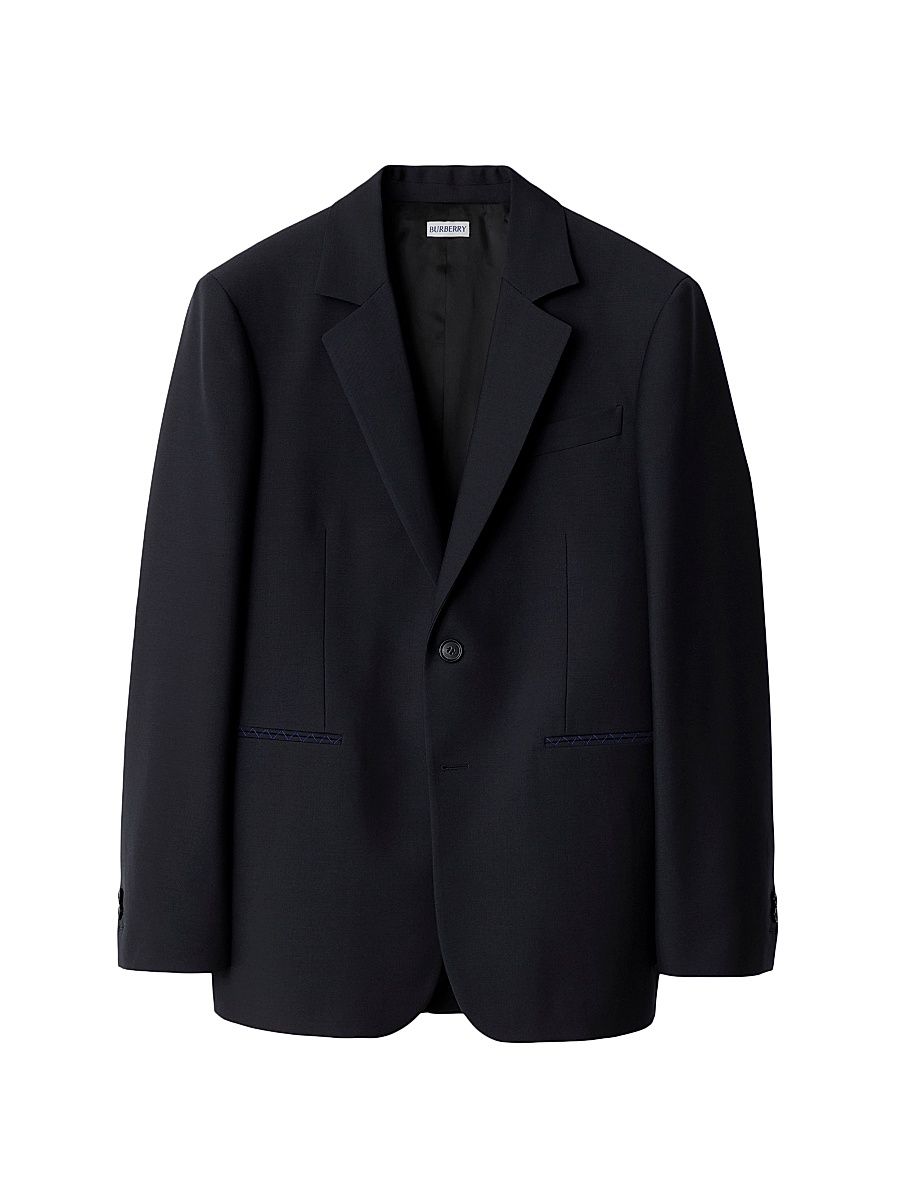 Men's Tailored Wool Twill Jacket - Navy - Size 46