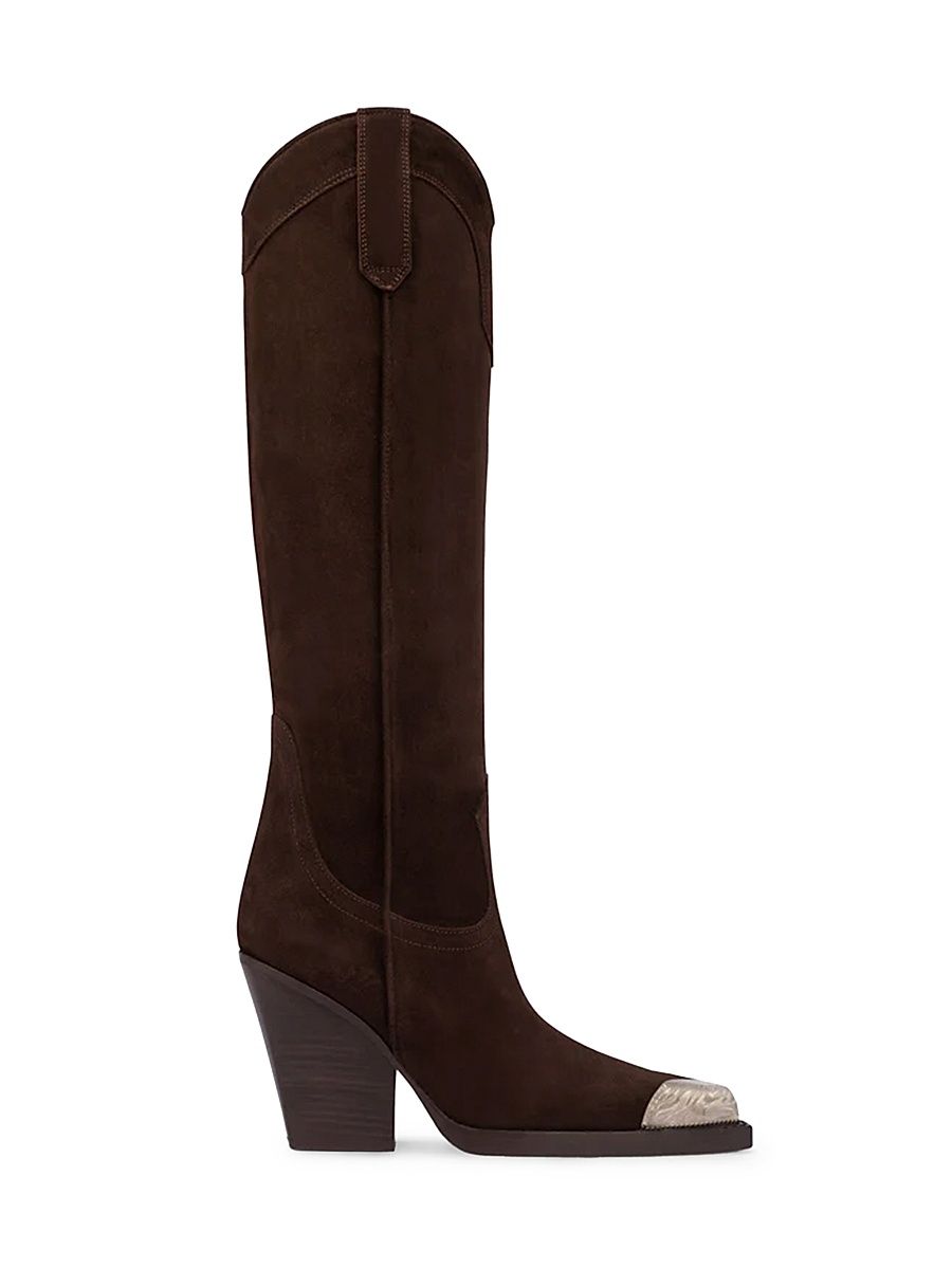 Women's El Dorado 100MM Cap Toe Suede Knee-High Boots - Cioccolato - Size 10