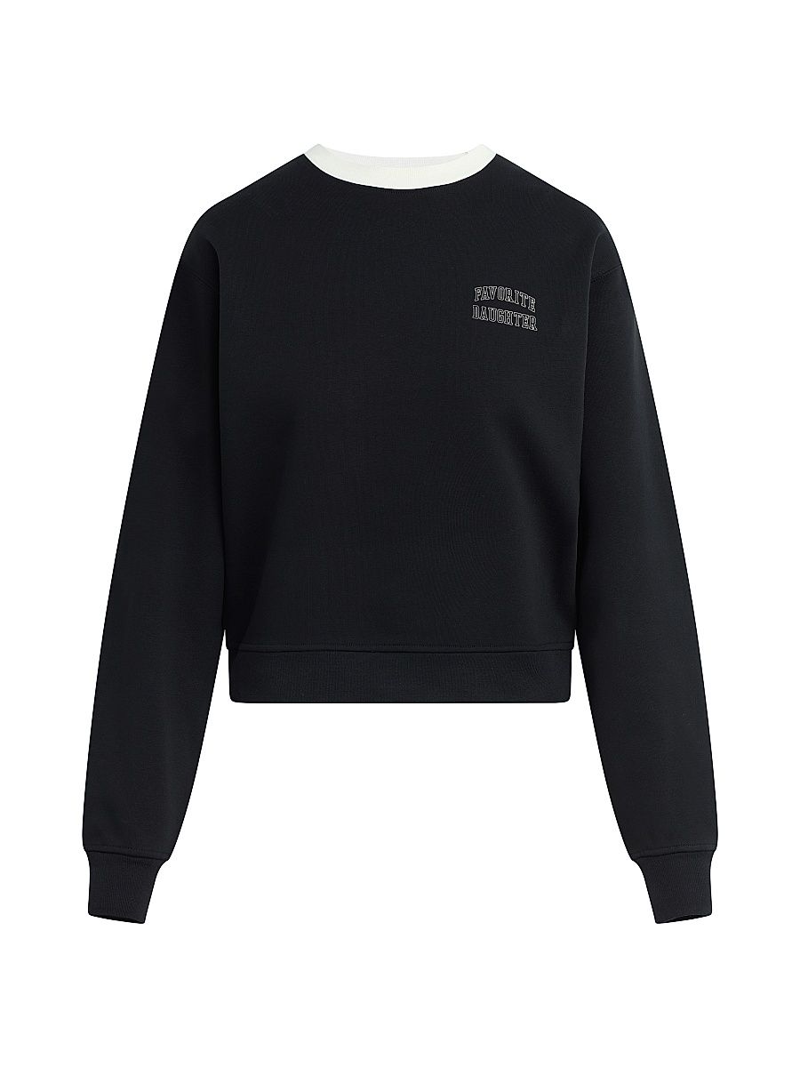 Women's The Collegiate Cotton-Blend Sweatshirt - Black Ivory - Size XL