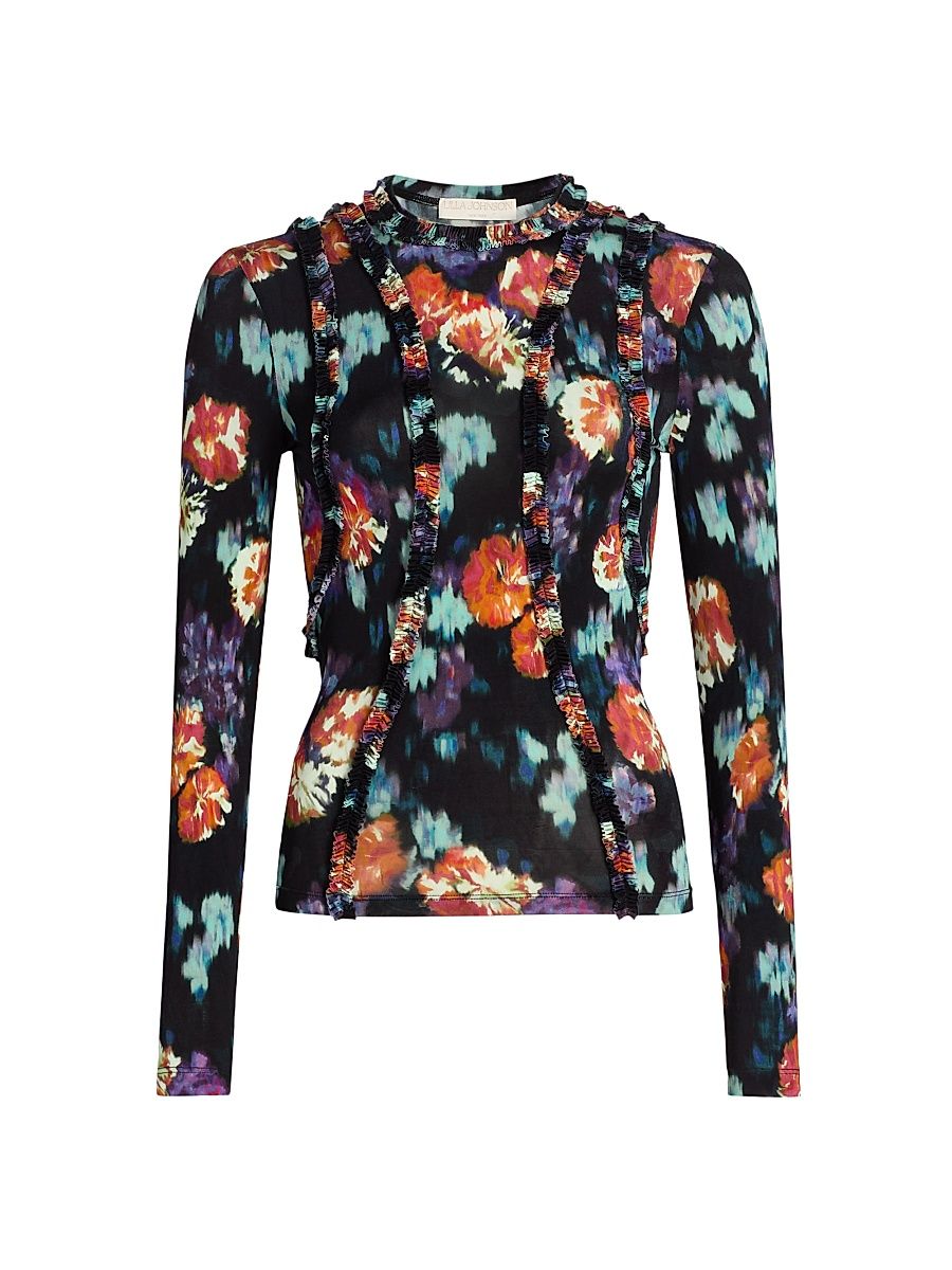 Women's Clover Floral Seamed Top - Nocturne - Size Small