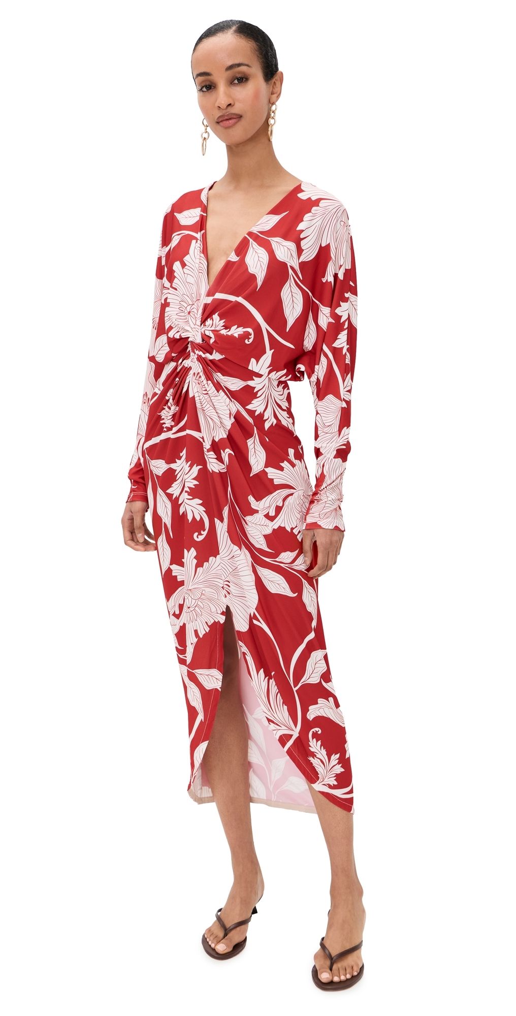 Andres Otalora Nuestro Presente Midi Dress Scarlet Florals S