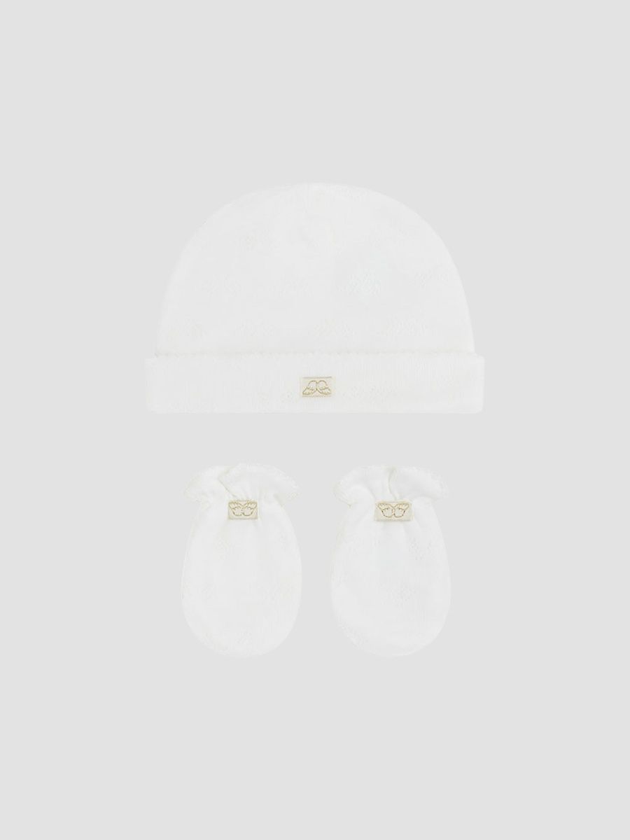 Marie-Chantal Unisex Baby's Beanie & Mittens Set - White