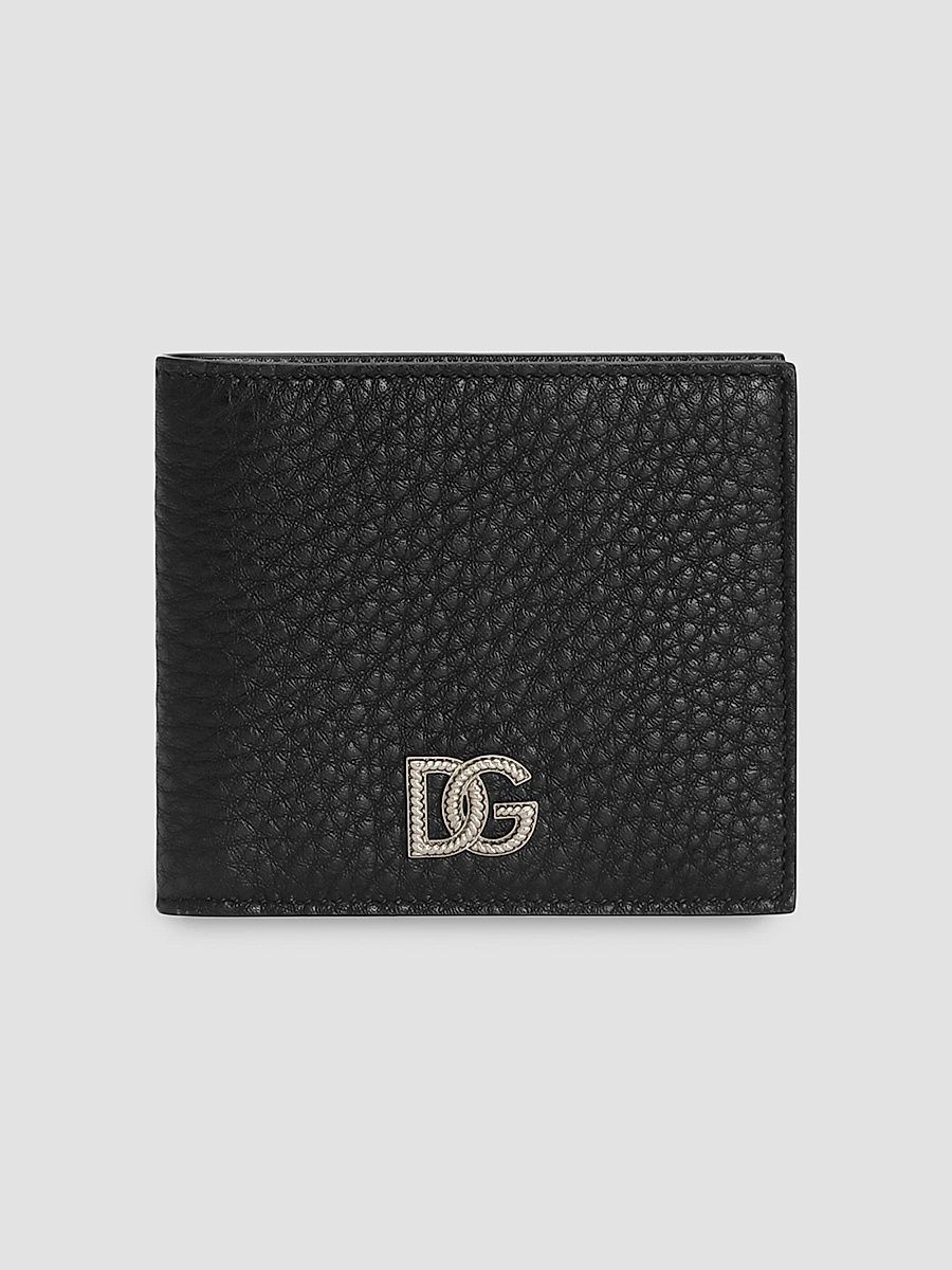 Dolce & Gabbana Men's DG Pebbled Leather Bifold Wallet - Nero