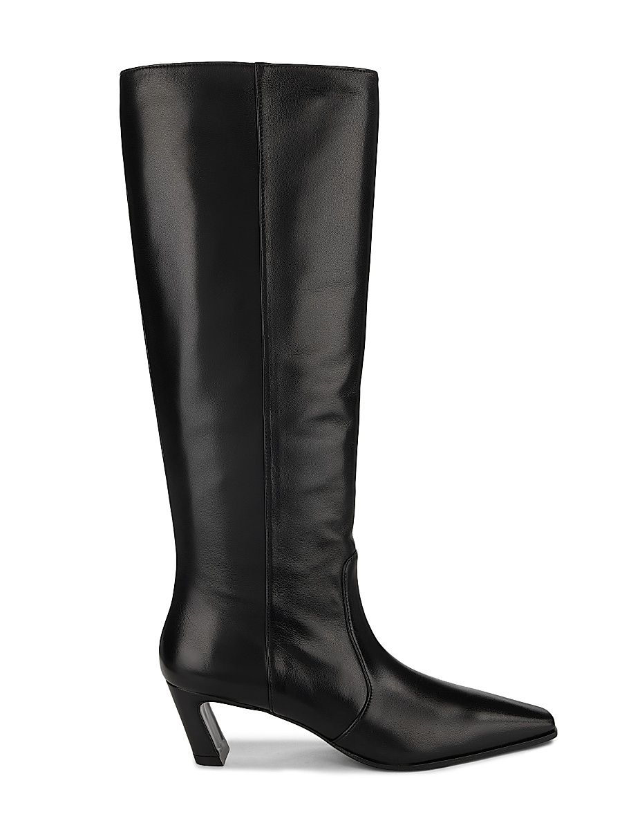 Women's Stassi 50MM Leather Boots - Black - Size 9.5
