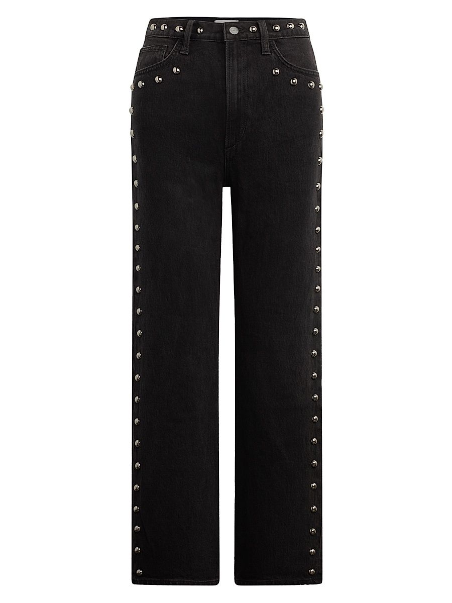 Women's The Margot Studded Stretch-Cotton Straight-Leg Jeans - Chic Shadow - Size 31