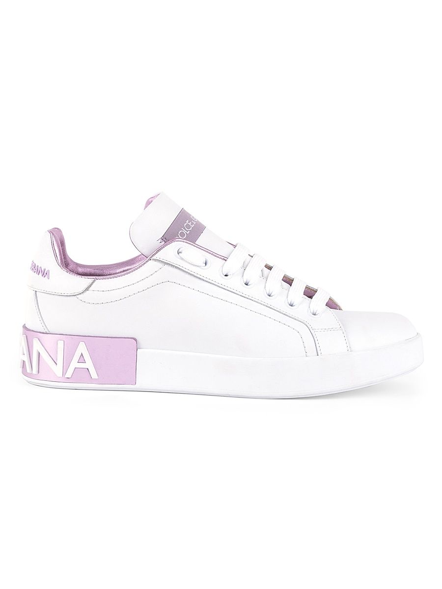 Women's Portofino Leather Sneakers - Bianco Rosa - Size 10