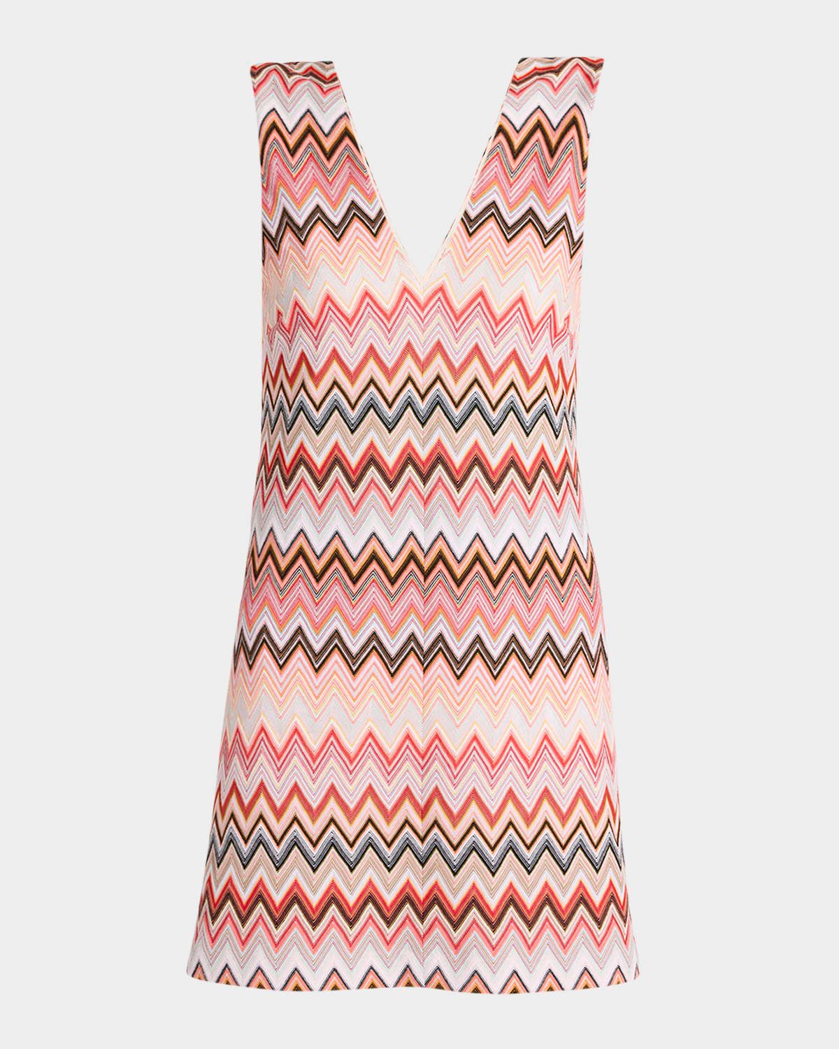 Chevron Sleeveless Mini Shift Dress