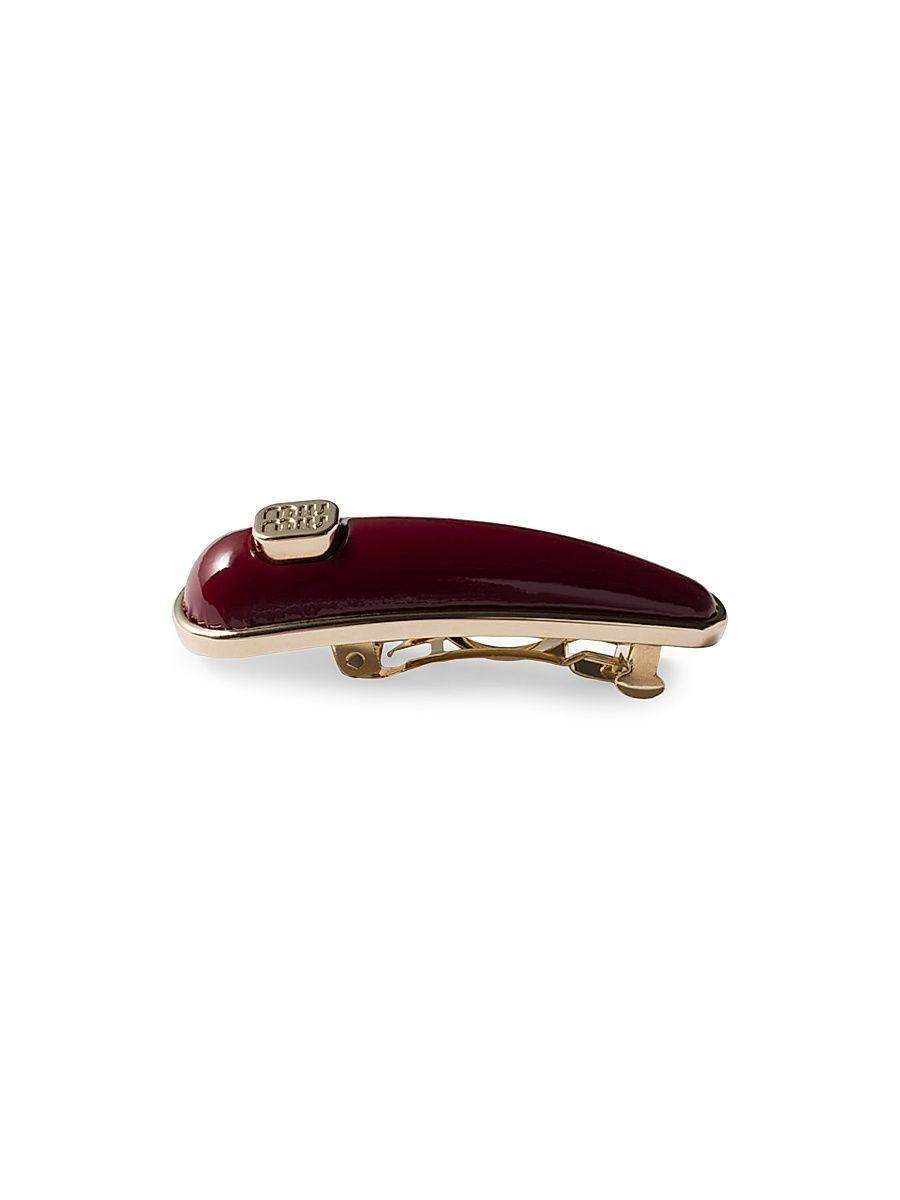 Women's Patent Leather Hair Clip - Red