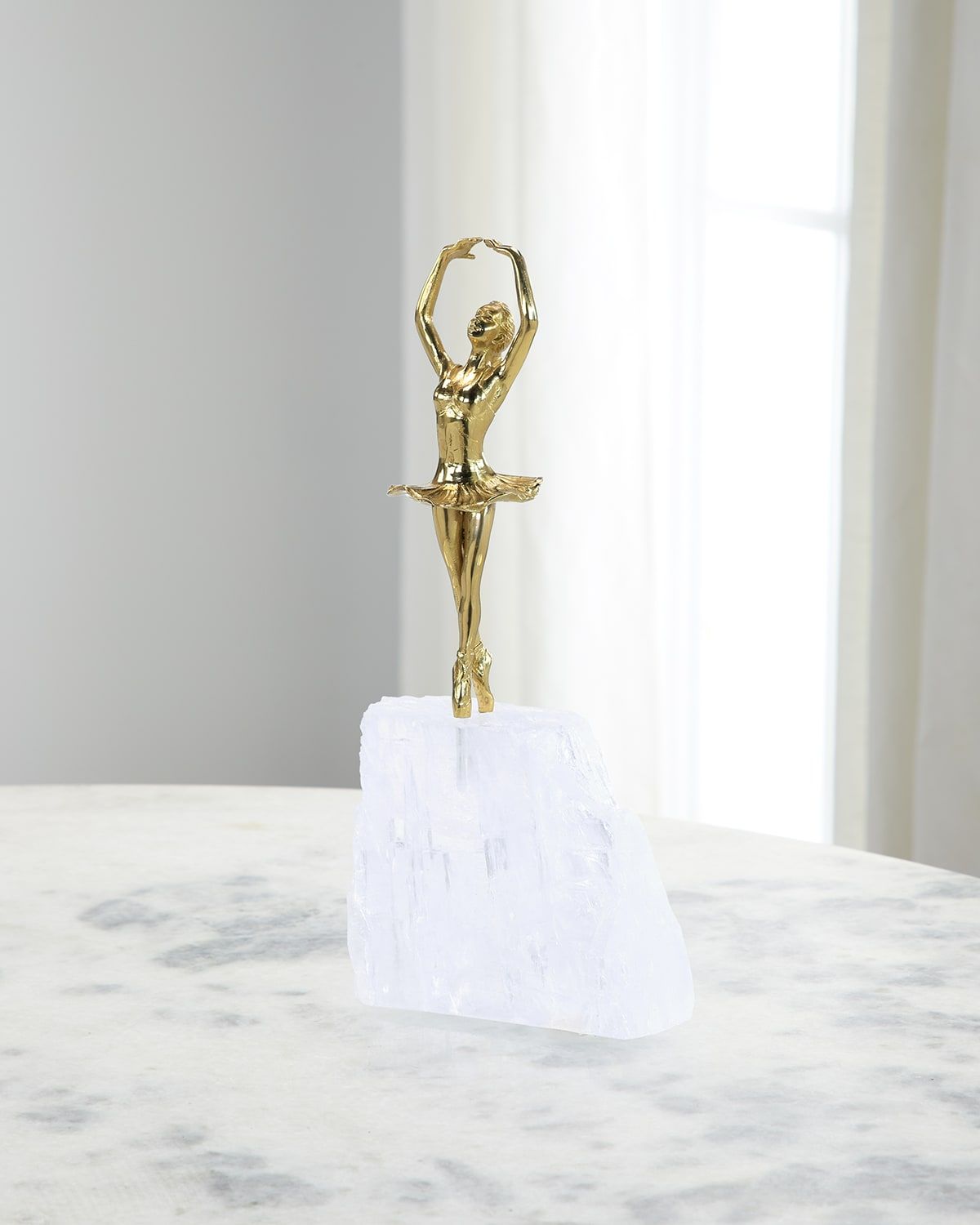 Brass Dancer on Selenite Sculpture