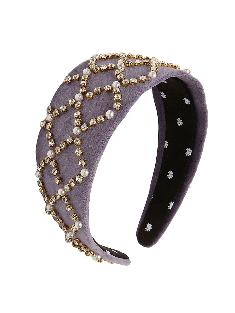 Women's Brigitte Pave Harlequin Velvet Headband - Lilac