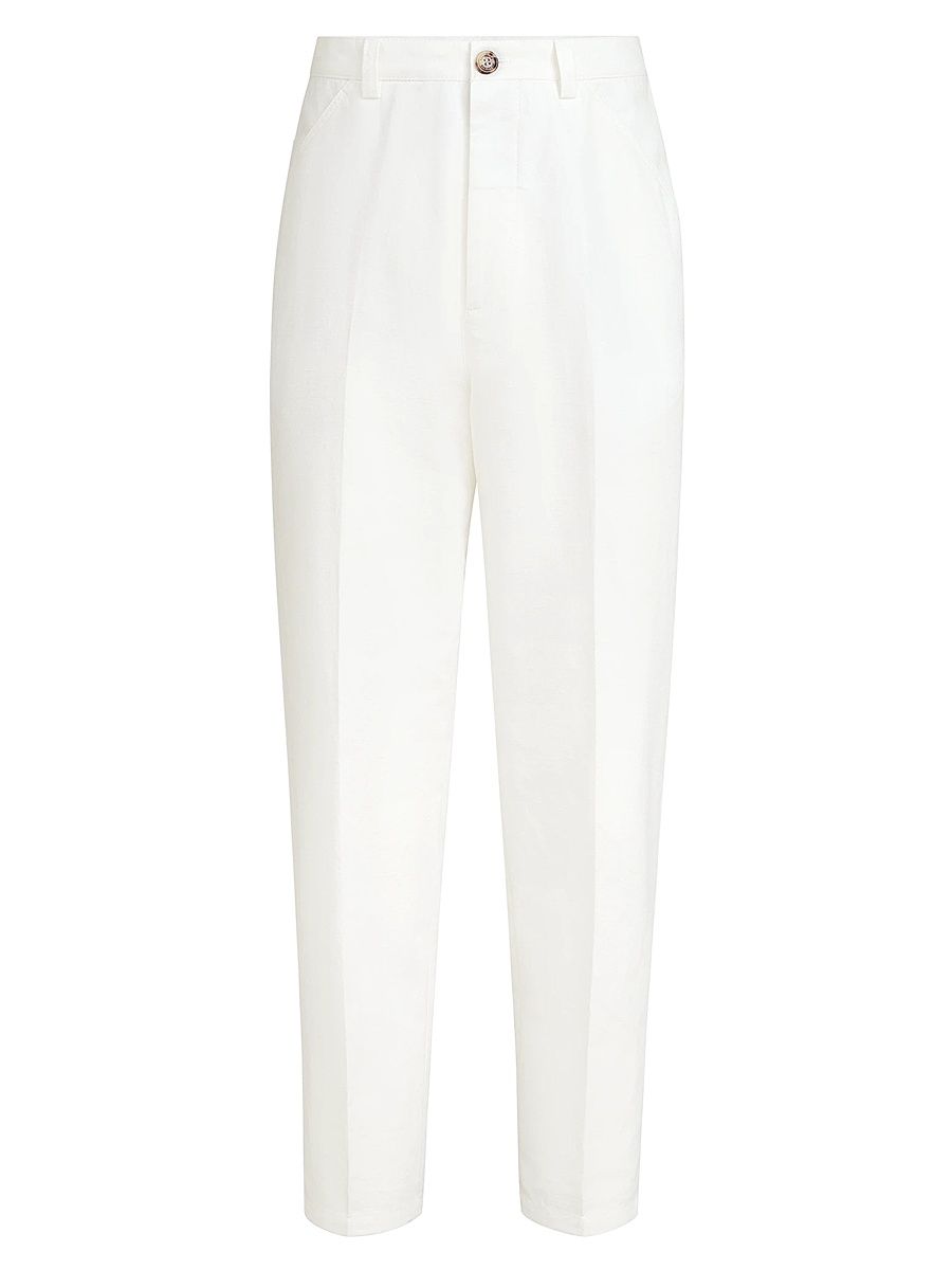 Men's Cotton and Linen Panama Trousers - Snow - Size 48