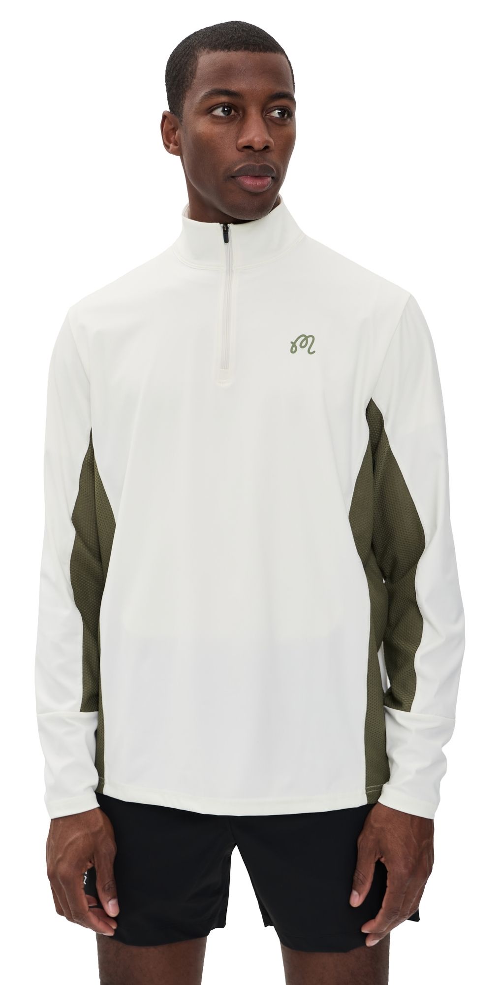 Malbon Santiago Mid Layer Quarter Zip Cream/Olivine M
