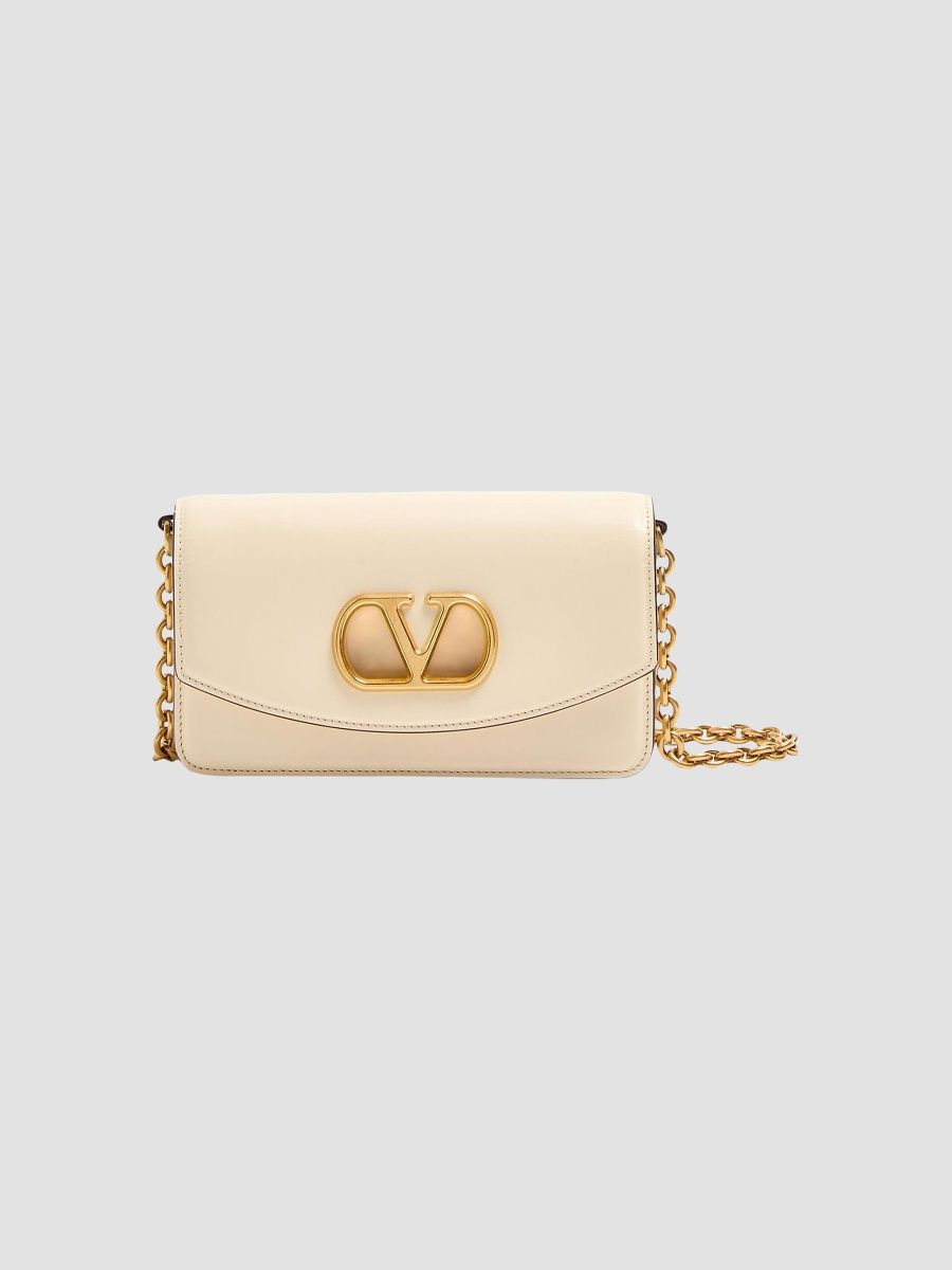 Valentino Women's Vain Clutch Bag in Shiny Calfskin - Butter
