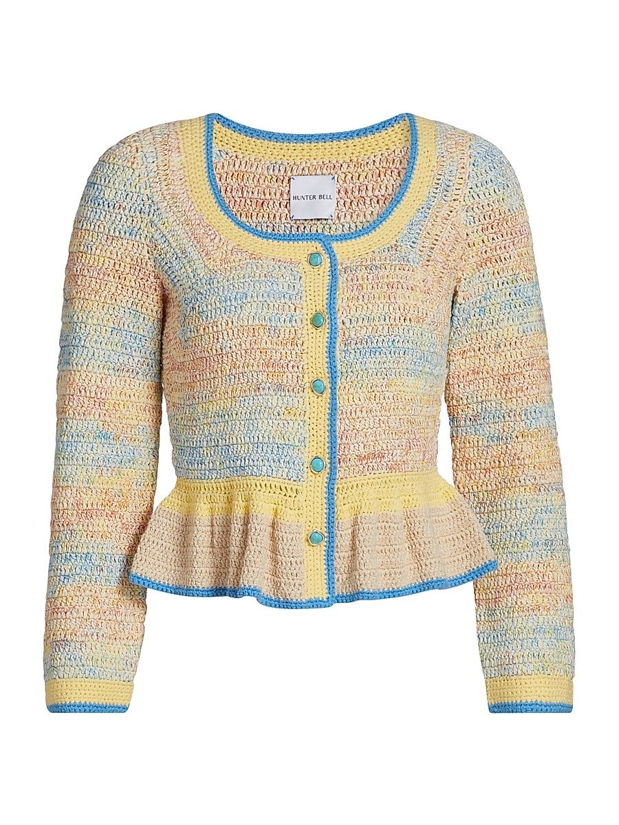 Women's Guiliana Striped Scoopneck Cardigan - Space Dye - Size Large