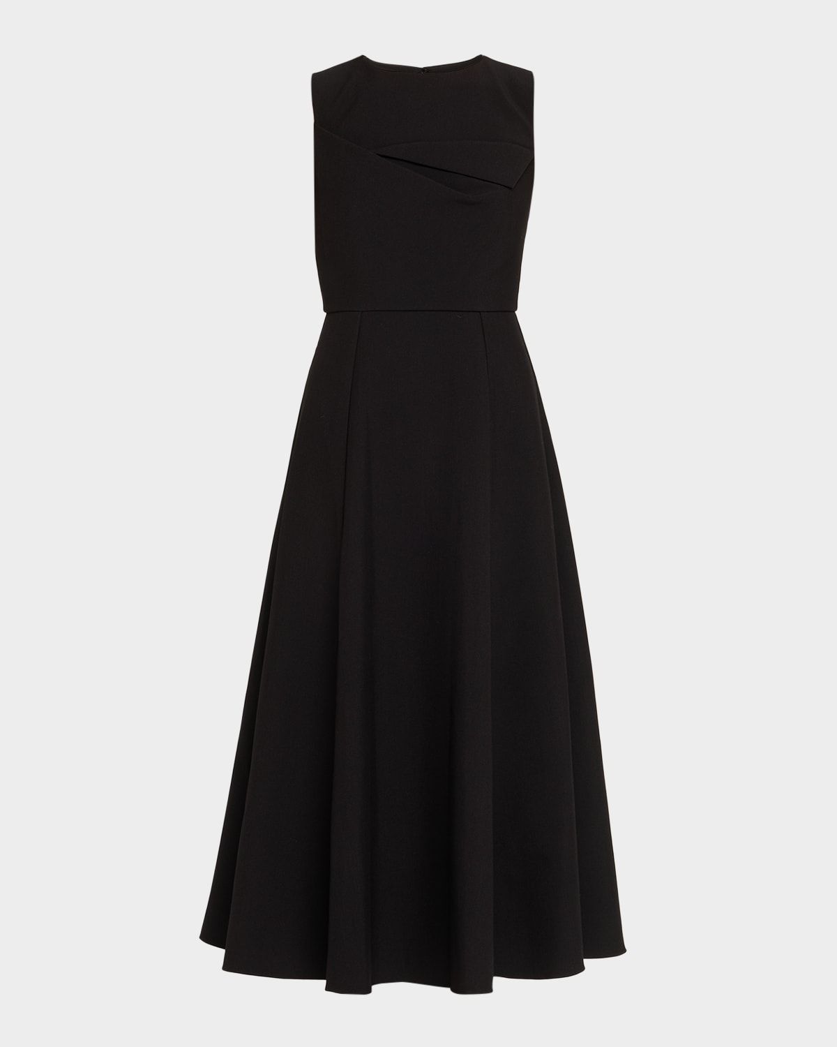 Sleeveless Origami Draped Crepe Midi Dress