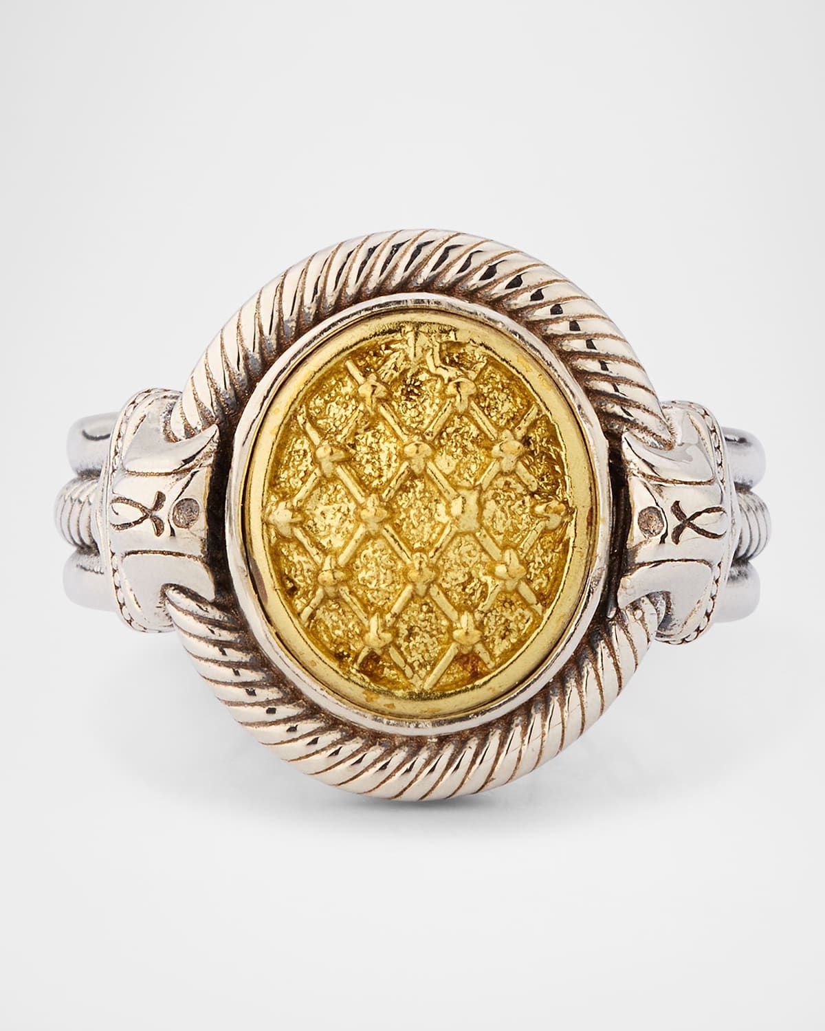 Men & apos;s Kavos Sterling Silver and Bronze Signet Ring