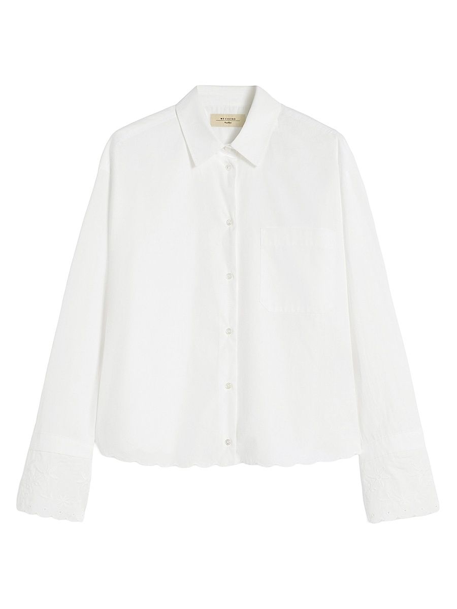 Women's Breast Pocket Cotton Shirt - Ivory - Size 16
