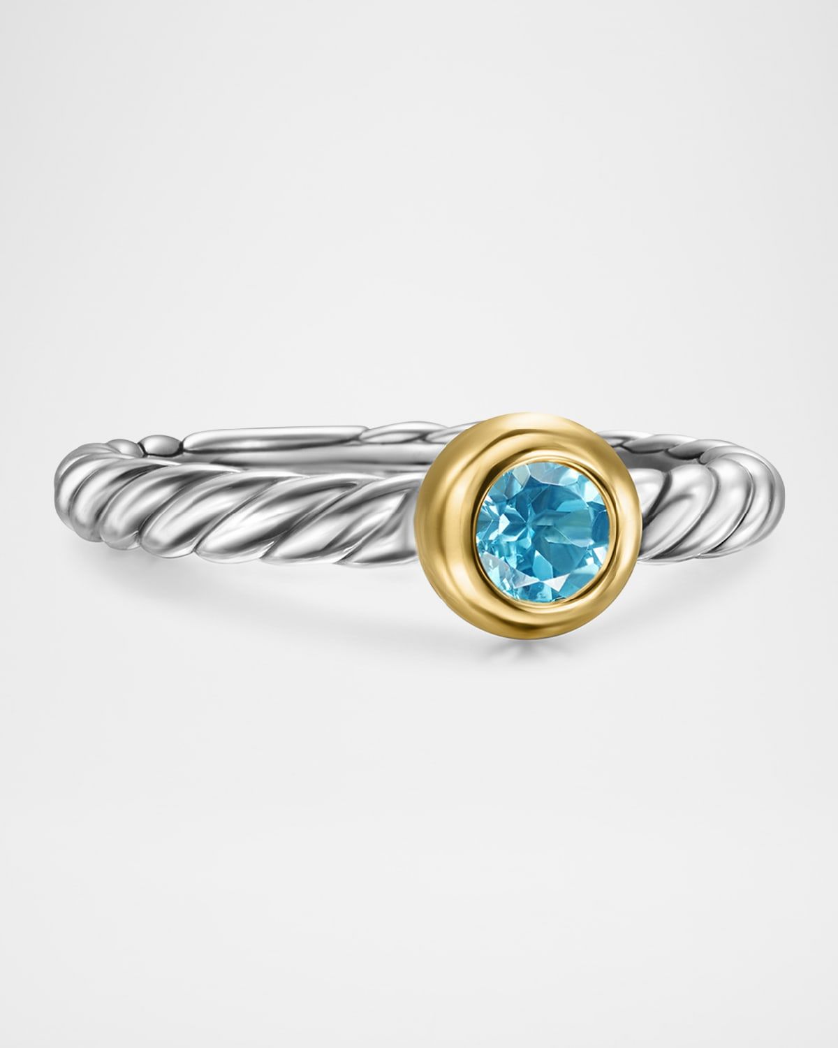 Cable Flex Ring with Gemstone in Silver and 14K Gold