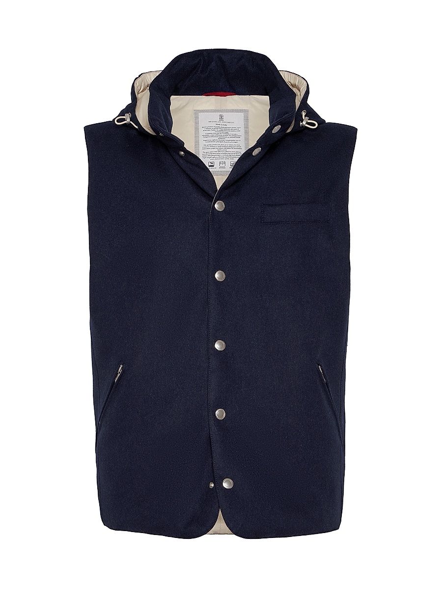 Men's Bonded Wool Beaver Cloth Down Vest - Blue - Size XXL