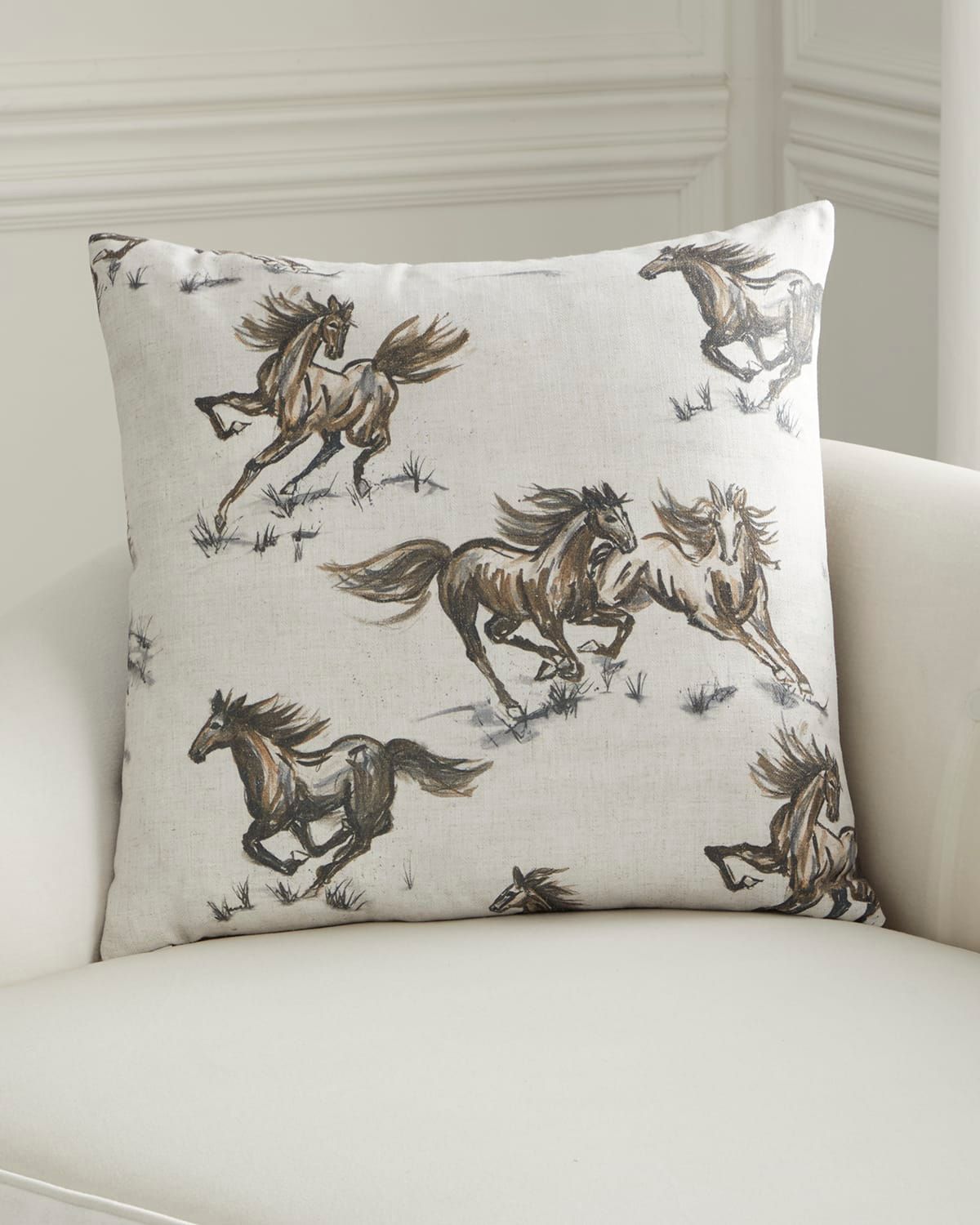 Nokota Horse-Print Pillow, 24" Square