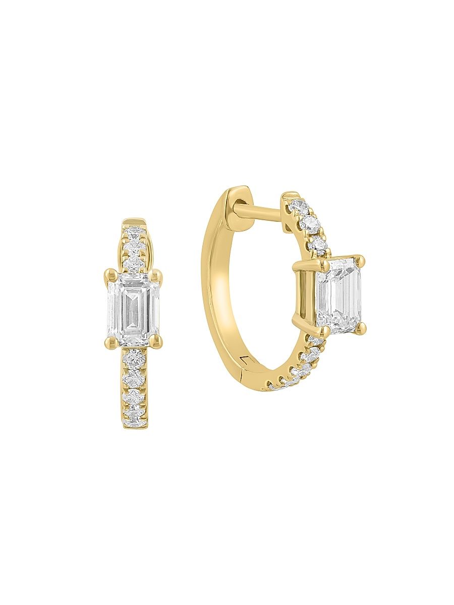 Women's 14K Yellow Gold & 0.78 TCW Lab-Grown Diamond Huggie Earrings - Yellow Gold
