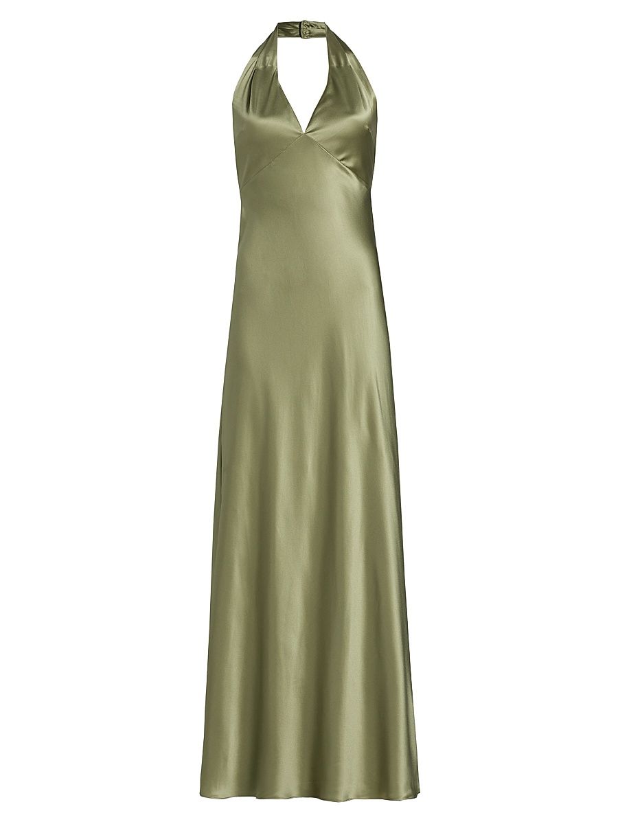 Women's Daniela Silk Halter Maxi Dress - Artichoke - Size 12