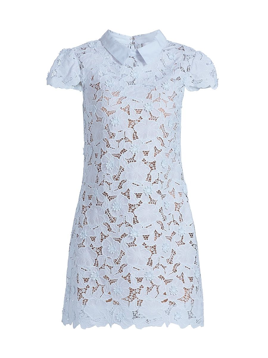 Women's Guipure Lace Minidress - Blue - Size 12