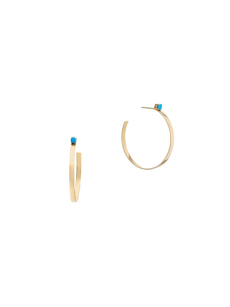 Women's Sunrise 14K Yellow Gold & Turquoise Hoop Earrings - Yellow Gold