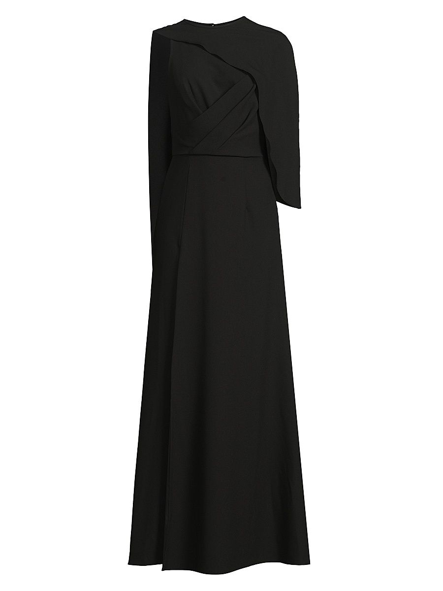 Women's Kissam Crepe Faux-Wrap Gown - Black - Size 6