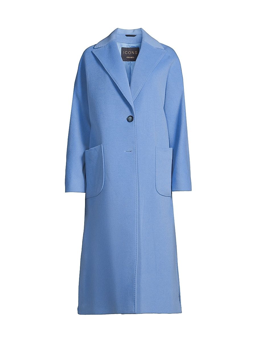 Women's Icons Wool-Blend Long Coat - Sky Blue - Size 10